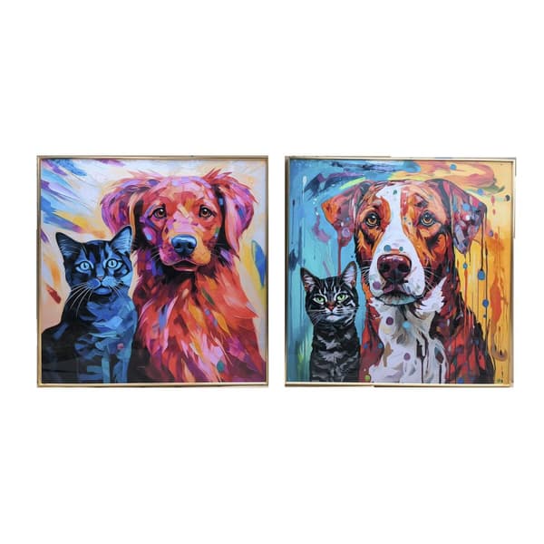 Tavla Home ESPRIT Modern Hund 80 x 3,5 x 80 cm (2 antal)