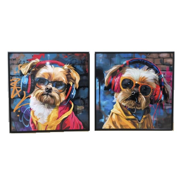 Tavla Home ESPRIT Modern Hund 50 x 3,5 x 50 cm (2 antal)