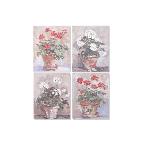 Tavla Home ESPRIT Vit Brun Röd Cottage 40 x 3 x 50 cm (4 antal)