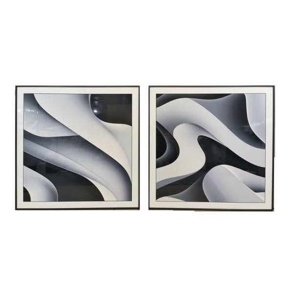 Tavla Home ESPRIT Vit Svart Abstrakt Modern 80 x 3,5 x 80 cm (2 antal)