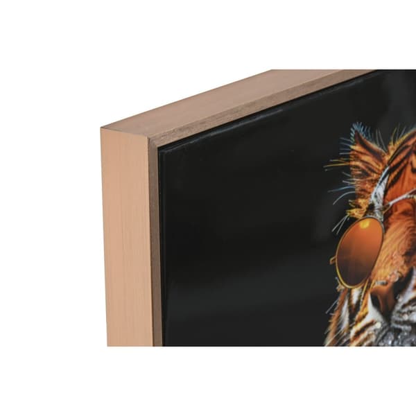 Tavla Home ESPRIT Svart Turkos Tiger Lackad 60 x 3,5 x 60 cm (2 antal)