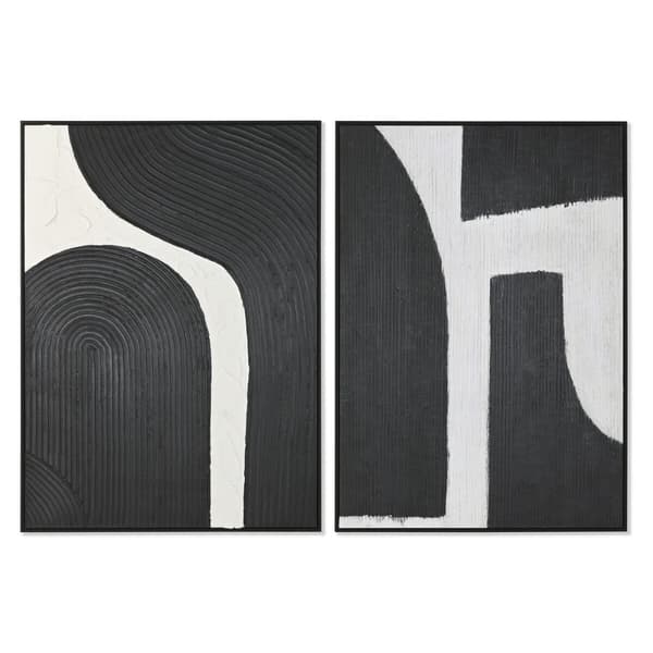 Tavla Home ESPRIT Vit Svart Abstrakt 103 x 4,3 x 143 cm (2 antal)