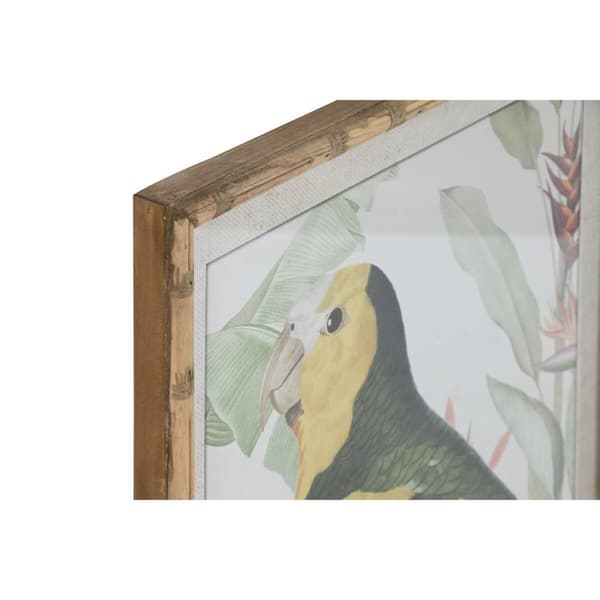 Maleri Home ESPRIT Gul Grøn Papegøje Tropisk 50 x 2,5 x 70 cm (2 enheder)