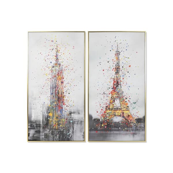 Maleri Home ESPRIT Paris New York Loft 62,5 x 3,5 x 122,5 cm (2 enheder)
