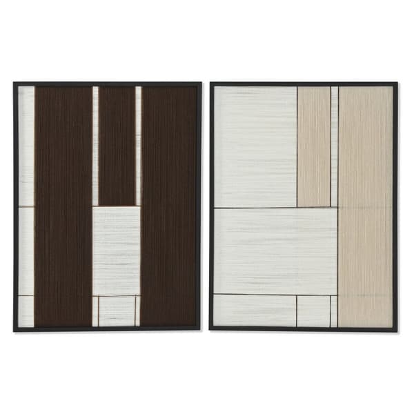 Maleri Home ESPRIT Hvid Beige Moderne 60 x 3 x 80 cm (2 enheder)