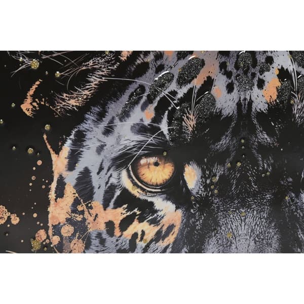 Maleri Home ESPRIT Sort Gylden Leopard Kolonistil Lakeret 50 x 3,5 x 70 cm (2 enheder)
