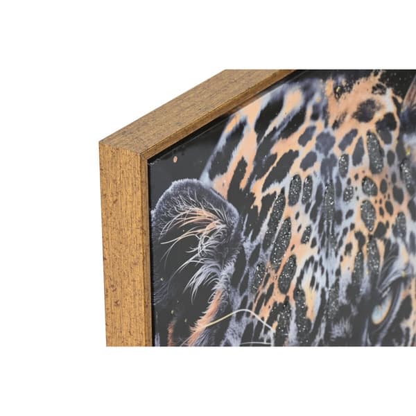 Maleri Home ESPRIT Sort Gylden Leopard Kolonistil Lakeret 50 x 3,5 x 70 cm (2 enheder)
