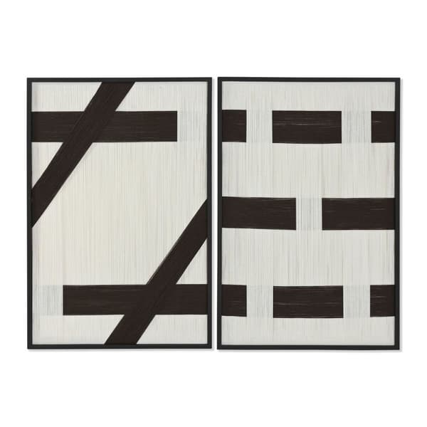 Maleri Home ESPRIT Hvid Mørkegrå Moderne Urban 60 x 3 x 90 cm (2 enheder)
