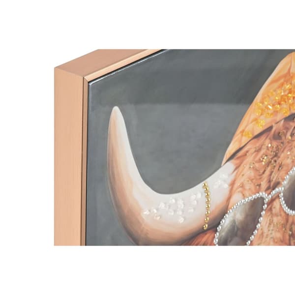 Maleri Home ESPRIT Grå Orange Ko Moderne Lakeret 82 x 4,5 x 82 cm (2 enheder)