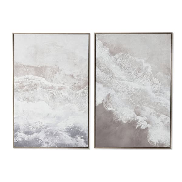 Maalaus Home ESPRIT Valkoinen Beige Glitter Välimeren 60 x 3 x 90 cm (2 osaa)