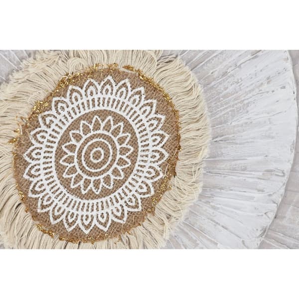 Maalaus Home ESPRIT Valkoinen Beige Ympyrät Skandinaavinen 80 x 3 x 80 cm (2 osaa)