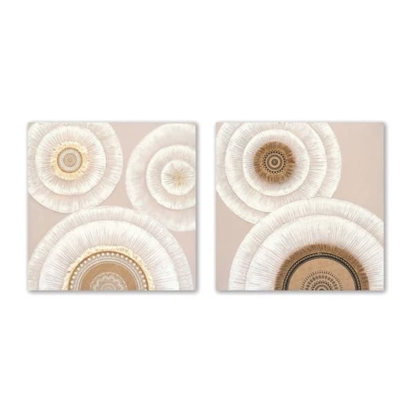 Maalaus Home ESPRIT Valkoinen Beige Ympyrät Skandinaavinen 80 x 3 x 80 cm (2 osaa)