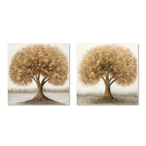 Maalaus Home ESPRIT Kullattu Puut Perinteinen 80 x 3 x 80 cm (2 osaa)