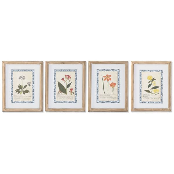 Maalaus Home ESPRIT Shabby Chic Kasvitieteelliset kasvit 40 x 2,5 x 50 cm (4 osaa)