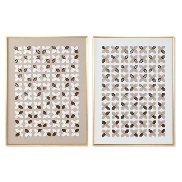 Maleri Home ESPRIT Hvid Beige Gylden Moderne Urban 90 x 3,5 x 120 cm (2 enheder)