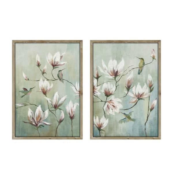 Maleri Home ESPRIT Blå Hvid Cvetlice Orientalsk 50 x 2,5 x 70 cm (2 enheder)