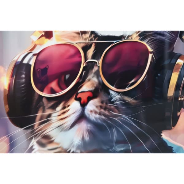 Maleri Home ESPRIT Moderne Katt 50 x 3,5 x 50 cm (2 enheter)