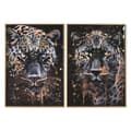 Miniatyrbilde 1 av 5: Maleri Home ESPRIT Svart Gyllen Leopard Kolonial Lakkert 50 x 3,5 x 70 cm (2 enheter)
