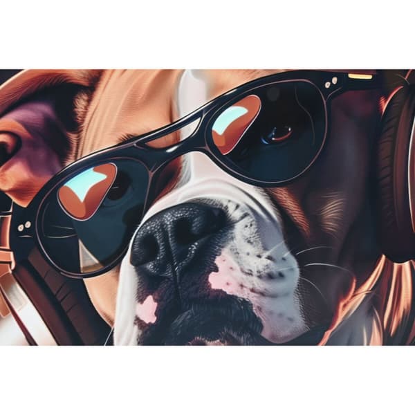 Maleri Home ESPRIT Blå Brun Rød Moderne Hund 50 x 3,5 x 50 cm (2 enheter)