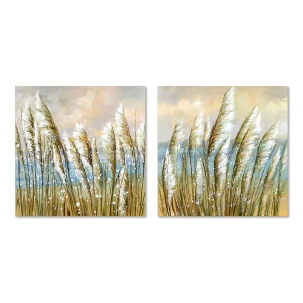 Maleri Home ESPRIT Blå Gyllen Strand Middelhavet 80 x 3 x 80 cm (2 enheter)