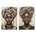Miniatyrbilde 1 av 4: Maleri Home ESPRIT Svart Gyllen Kolonial Afrikansk dame 60 x 3 x 90 cm (2 enheter)
