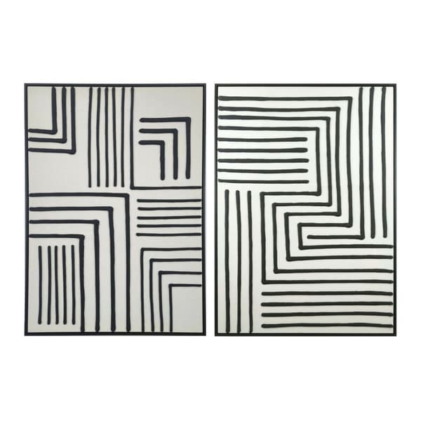 Maleri Home ESPRIT Hvit Svart Urban (2 enheter)