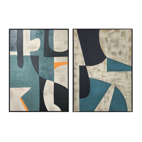 Maleri Home ESPRIT Svart Grønn Urban 83 x 3,5 x 123 cm (2 enheter)