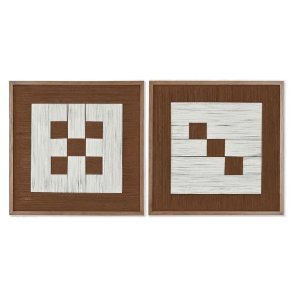 Maalaus Home ESPRIT Valkoinen Ruskea Beige Moderni Kaupunki 50 x 3 x 50 cm (2 osaa)