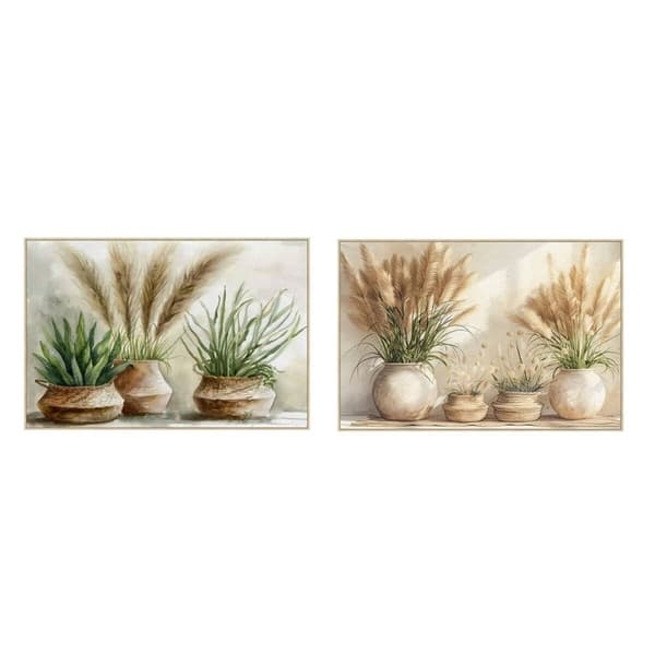 Tavla Home ESPRIT Grön Beige Kruka Cottage 123 x 4,5 x 83 cm (2 antal)