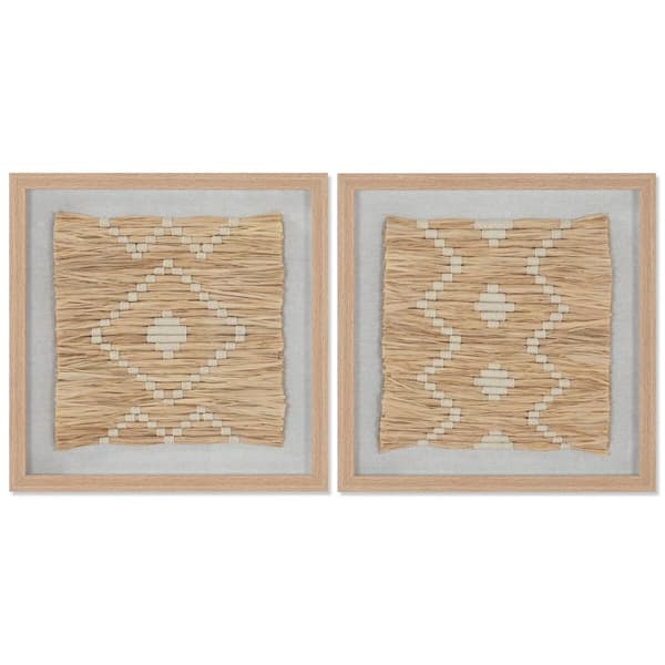 Tavla Home ESPRIT Vit Naturell Skandinavisk 40 x 3 x 40 cm (2 antal)