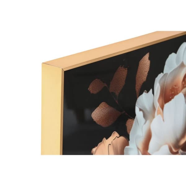 Tavla Home ESPRIT Vit Svart Gyllene Virágok 80 x 3,5 x 80 cm (2 antal)