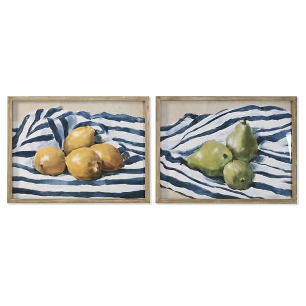 Maleri Home ESPRIT Gul Blå Hvid Grøn Frugt Middelhavet 60 x 2,5 x 45 cm (2 enheder)