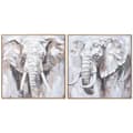 Miniatyrbillede 1 af 4: Maleri Home ESPRIT Hvid Brun Grå Elefant Kolonistil 80 x 3,5 x 80 cm (2 enheder)