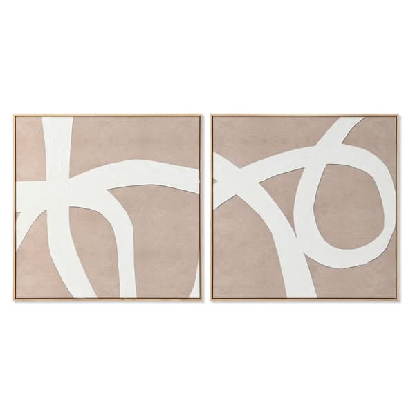Maleri Home ESPRIT Hvid Beige Abstrakt 103 x 4,3 x 103 cm (2 enheder)