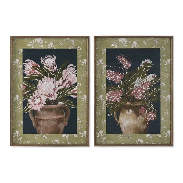 Maleri Home ESPRIT Blå Grøn Pink Shabby Chic Vase 50 x 2,5 x 70 cm (2 enheder)