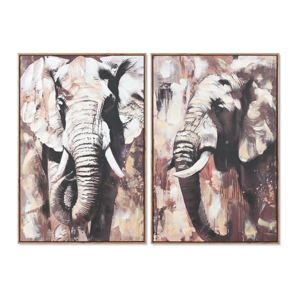 Maalaus Home ESPRIT Ruskea Harmaa Norsu Siirtomaatyylinen 60 x 3,5 x 90 cm (2 osaa)