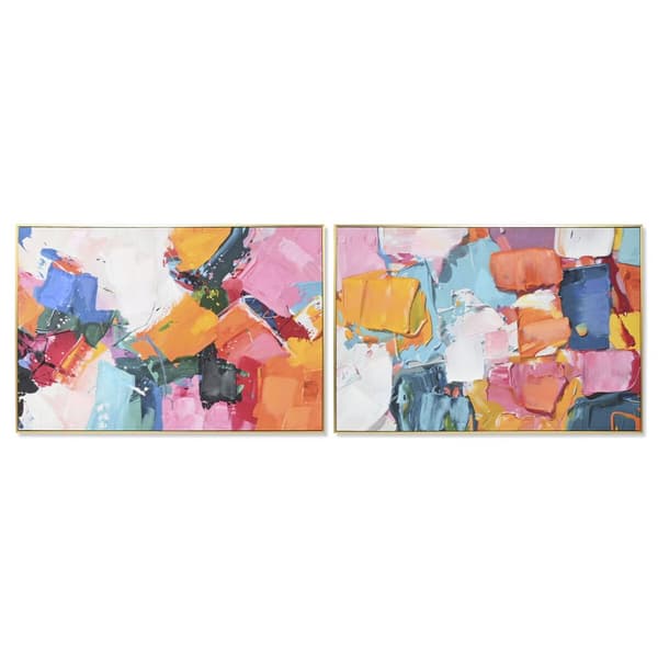 Maalaus Home ESPRIT Abstrakti Kaupunki 122,5 x 3,5 x 82,5 cm (2 osaa)
