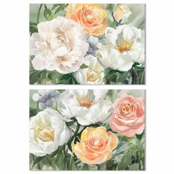 Maleri DKD Home Decor Cvetlice (90 x 2,5 x 60 cm) (2 enheder)