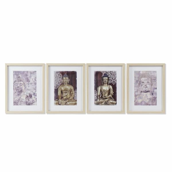 Maalaus DKD Home Decor Buddha Itämainen (35 x 2 x 45 cm) (4 osaa)