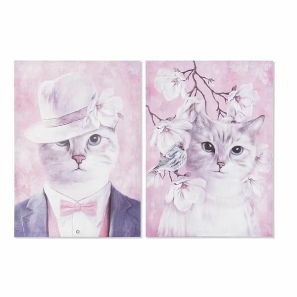 Maalaus DKD Home Decor Kissa (50 x 1,8 x 70 cm) (2 osaa)