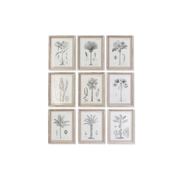 Maalaus DKD Home Decor Palmut Siirtomaatyylinen (35 x 1,8 x 45 cm) (9 osaa)