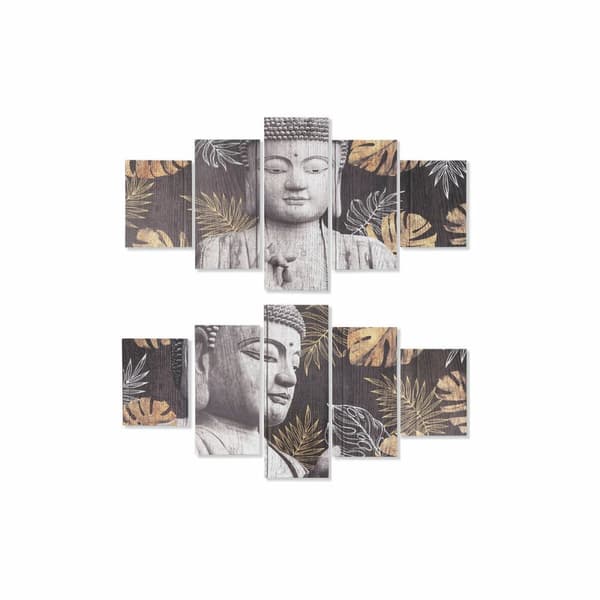 Tavla DKD Home Decor Furu Kanvas Buddha (5 pcs) (2 pcs)