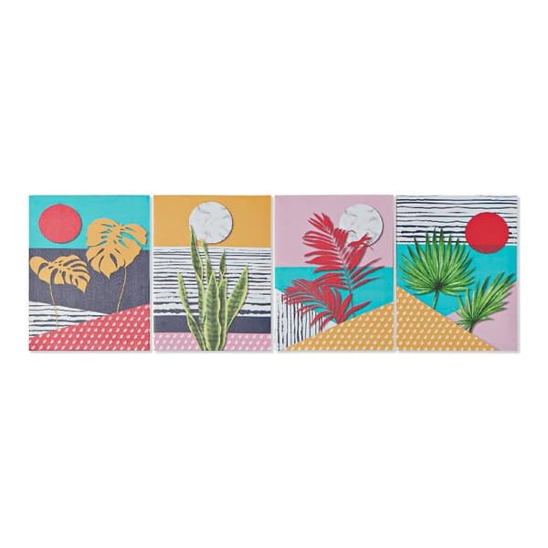 Maleri DKD Home Decor Tropical Lærred Tropisk (30 x 1,8 x 40 cm) (4 enheder)