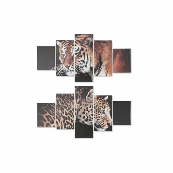 Maleri DKD Home Decor Tiger Fyrretræ Lærred (5 pcs) (2 pcs)