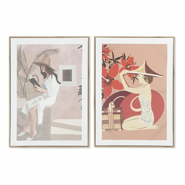 Maleri DKD Home Decor Dame (2 enheter) (50 x 3 x 70 cm)