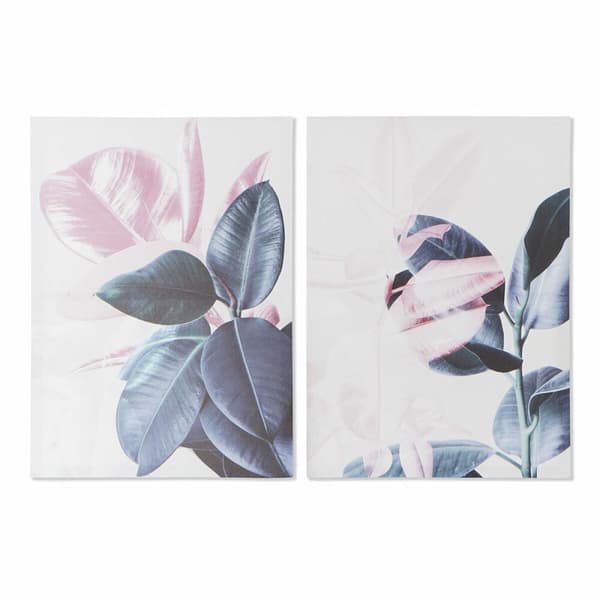 Maleri DKD Home Decor Tropisk Blad av plante (50 x 1,8 x 70 cm) (2 enheter)