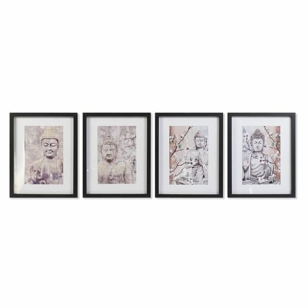 Maleri DKD Home Decor Buddha Orientalsk (35 x 2,5 x 45 cm) (35 x 2 x 45 cm) (4 enheter)