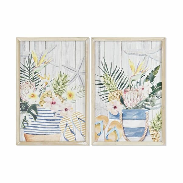 Maleri DKD Home Decor Sommer Middelhavet (40 x 1,8 x 60 cm) (2 enheter)