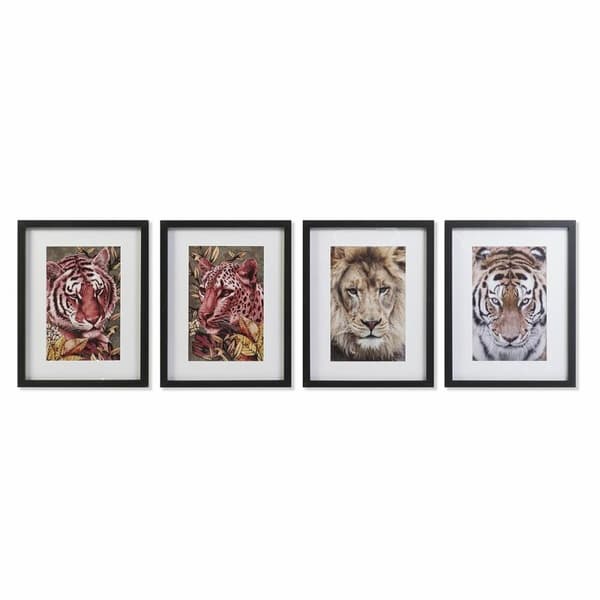 Maleri DKD Home Decor Kolonial Jungel (35 x 2,5 x 45 cm) (35 x 2 x 45 cm) (4 enheter)