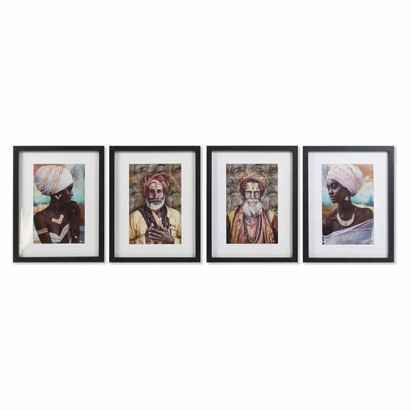 Tavla DKD Home Decor Kolonial Etnisk (35 x 2,5 x 45 cm) (4 antal)
